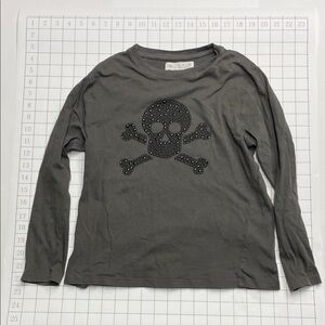 Zara Charcoal Skull Long Sleeve Tee